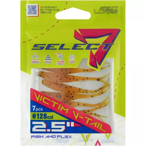 Силикон Select Victim V-Tail 2.5" #128 (7 шт/уп), Длина силикона: 2.5" (6.1 см), Расцветка силикона: 128, фото , изображение 5