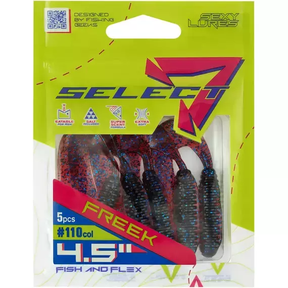 Силікон Select Freek 4.5" col.110 (5 шт/упак), Довжина силікону: 4.5" (11.43 см), Колір силікону: 110, фото , изображение 6
