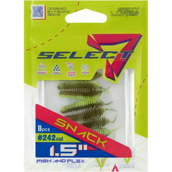 Силикон Select Snack 1.5" #242 (8 шт/уп), Длина силикона: 1.5" (4 см), Расцветка силикона: 242, фото , изображение 2
