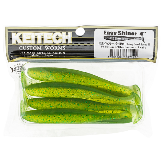 Силикон Keitech Easy Shiner 2" (12 шт/упак), цвет:424 lime chartreuse, Длина силикона: 2" (5.1 см), Расцветка силикона: 424 Lime Chartreuse, фото , изображение 3