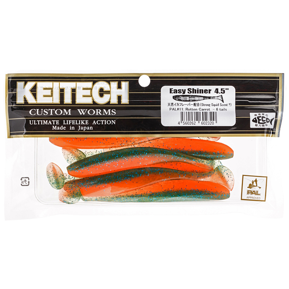 Силикон Keitech Easy Shiner 2" (12 шт/упак), цвет: pal#11 rotten carrot, Длина силикона: 2" (5.1 см), Расцветка силикона: PAL#11 Rotten Carrot, фото , изображение 3