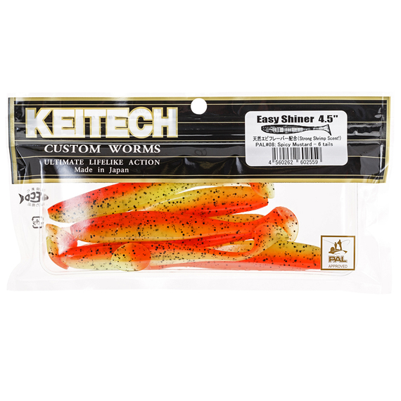Силикон Keitech Easy Shiner 2" (12 шт/упак), цвет: pal#08 spicy mustard, Длина силикона: 2" (5.1 см), Расцветка силикона: PAL#08 Spicy Mustad, фото , изображение 3