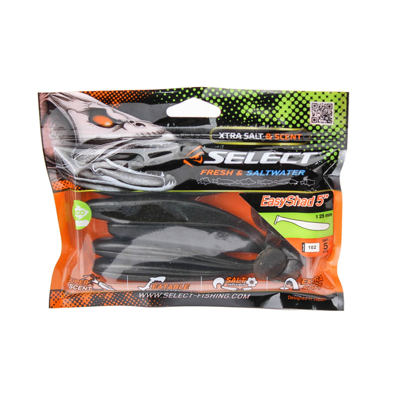 Силікон Select Easy Shad 5" #102 — їстівний віброхвіст для судака та щуки (5 шт/упак), Довжина силікону: 5" (12.7 см), Колір силікону: 102, фото , изображение 19