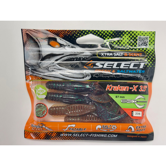 Силікон Select Kraken-X 3.5" col.206 (4 шт/упак), Довжина силікону: 3.5" (8.89 см), Колір силікону: 206, фото , изображение 6