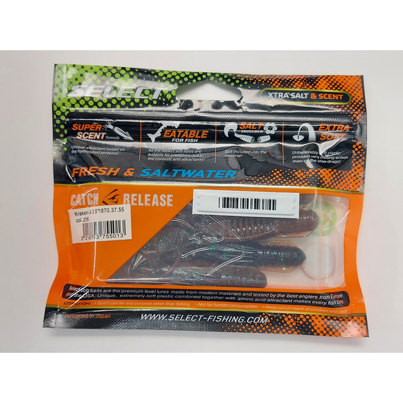 Силікон Select Kraken-X 3.5" col.206 (4 шт/упак), Довжина силікону: 3.5" (8.89 см), Колір силікону: 206, фото , изображение 9
