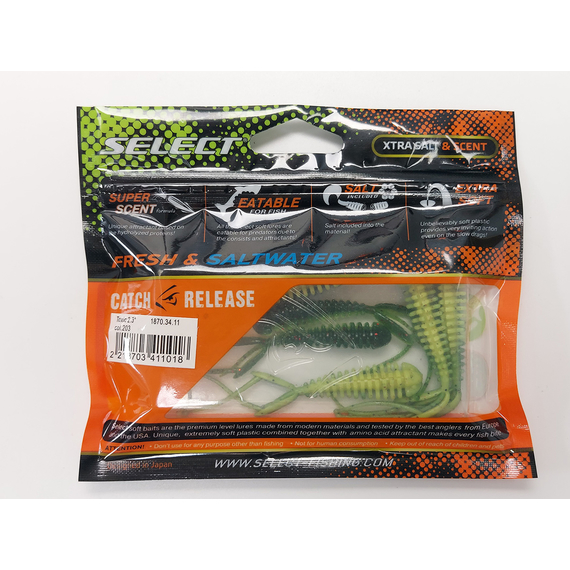 Силікон Select Toxic 2.3" col.203 (6 шт/упак), Довжина силікону: 2.3" (5.8 см), Колір силікону: 203, фото , изображение 8