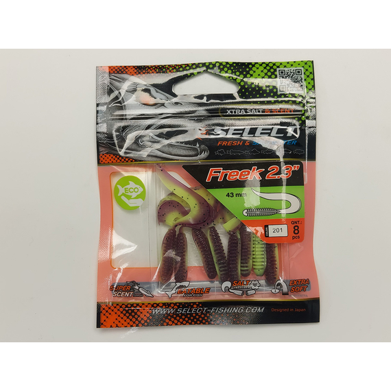Силикон Select Freek 2.3" col.201 (8 шт/упак), Длина силикона: 2.3" (4.3 см), Расцветка силикона: 201, фото , изображение 8