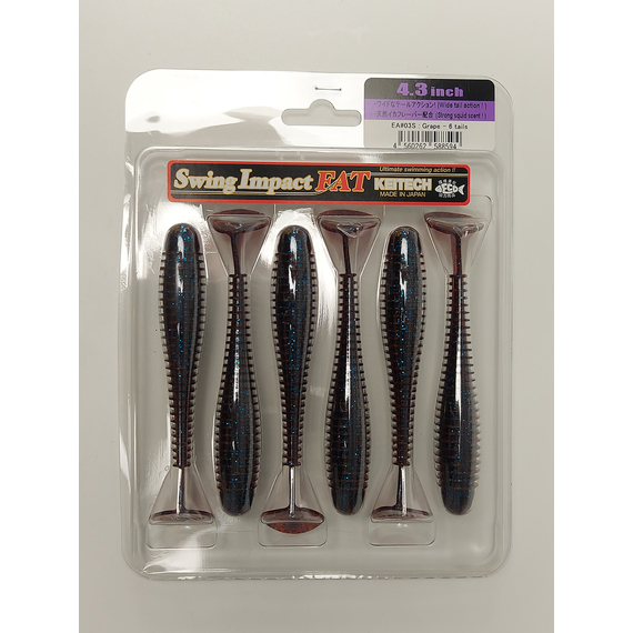 Силикон Keitech Swing Impact FAT 4.3" (6 шт/упак) цвет: ea#03 grape, Длина силикона: 4.3" (10.9 см), Расцветка силикона: EA#03 Grape, фото , изображение 3