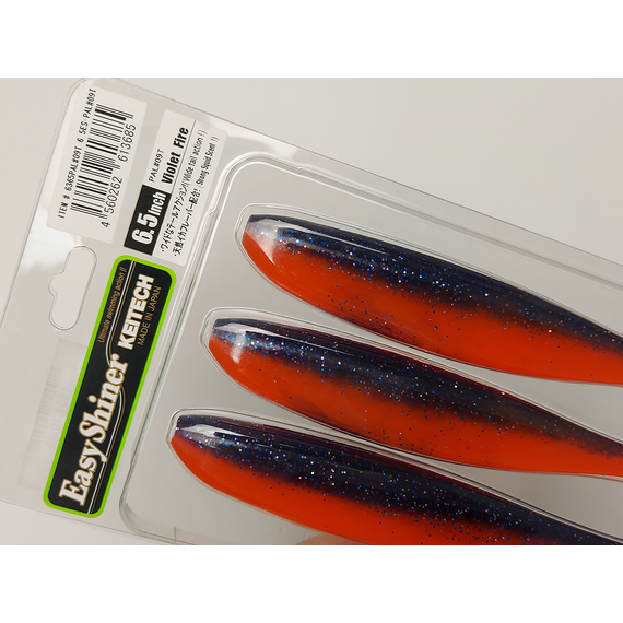 Силикон Keitech Easy Shiner 6.5" (3 шт/упак) ц:pal#09 violet fire, Длина силикона: 6.5" (16.5 см), Расцветка силикона: PAL#09 Violet Fire, фото , изображение 4