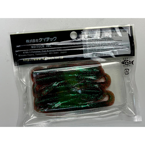 Силікон Keitech Mad Wag Mini 3.5" (10 шт/упак), колір:302 plum green flk., Довжина силікону: 3.5" (8.9 см), Колір силікону: 302 Plum Green Flk., фото , изображение 8