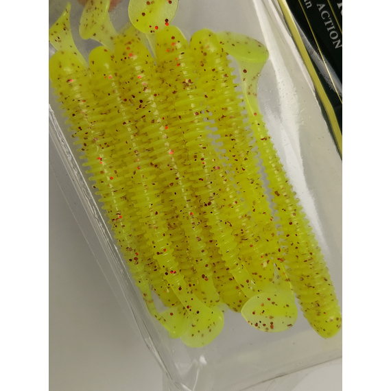 Силікон Keitech Swing Impact 3" (10 шт/упак), колір:pal#01 chartreuseredflake, Довжина силікону: 3" (7.6 см), Колір силікону: PAL#01 Chartreuse Red Flake, фото , изображение 8