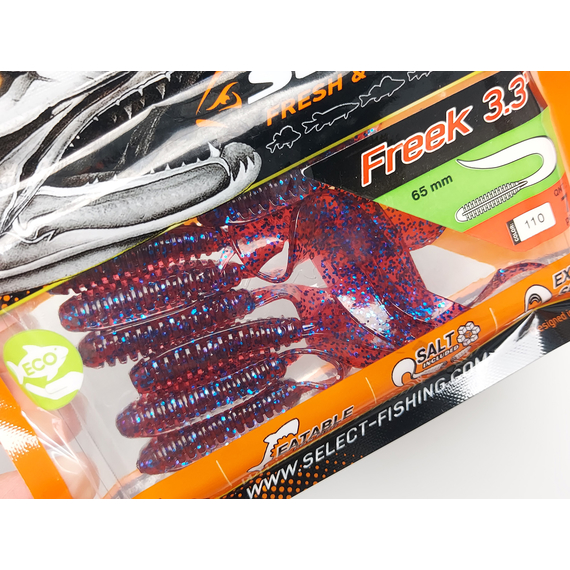 Силикон Select Freek 3.3" col.110 (7 шт/упак), Длина силикона: 3.3" (8.38 см), Расцветка силикона: 110, фото , изображение 10