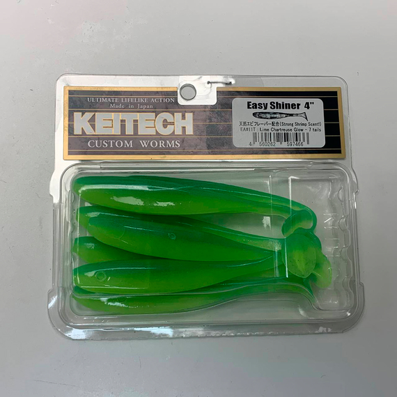 Силикон Keitech Easy Shiner 4" (7 шт/упак), цвет:424 lime chartreuse, Длина силикона: 4" (10.2 см), Расцветка силикона: 424 Lime Chartreuse, фото , изображение 7