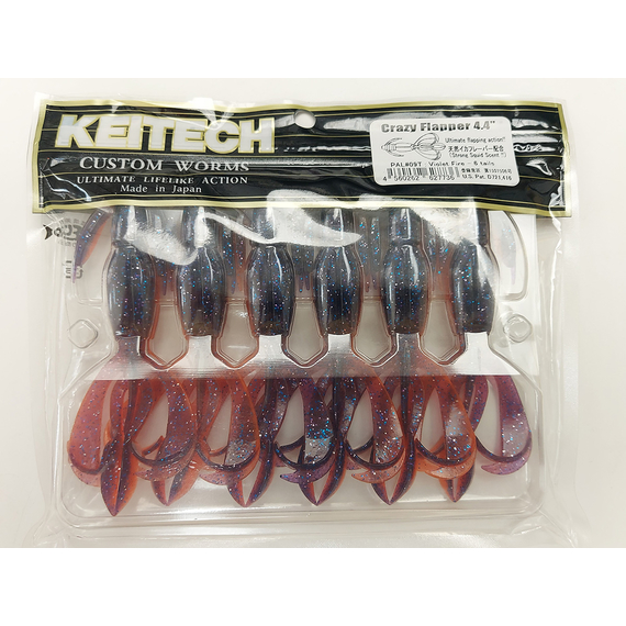 Силикон Keitech Crazy Flapper 4.4" (6 шт/упак), цвет: pal#09 violet fire, Длина силикона: 4.4" (11.2 см), Расцветка силикона: PAL#09 Violet Fire, фото , изображение 5