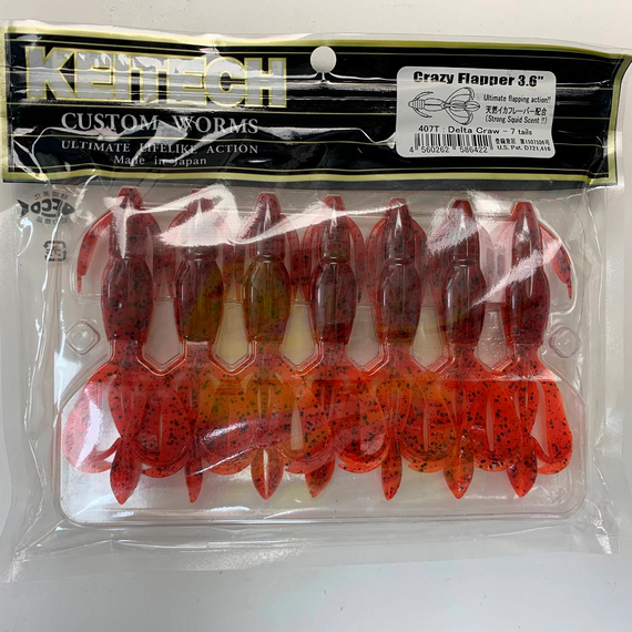 Силикон Keitech Crazy Flapper 3.6" (7 шт/упак), цвет: 407 delta craw, Длина силикона: 3.6" (9.1 см), Расцветка силикона: 407 Delta Craw, фото , изображение 16