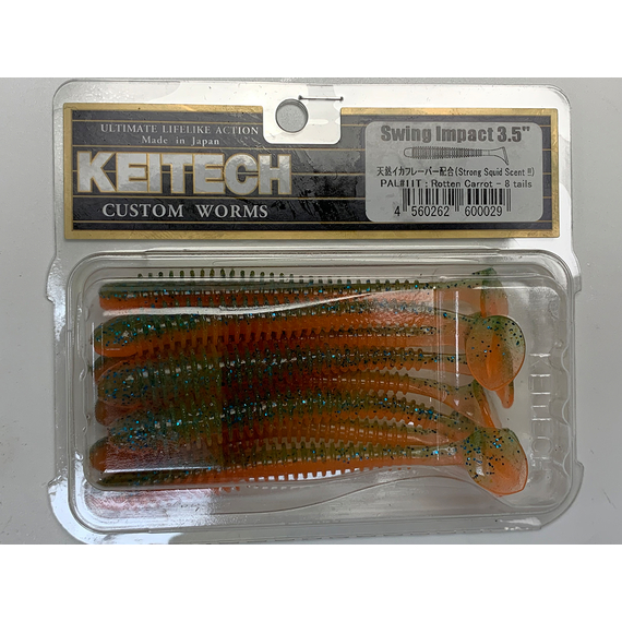 Силікон Keitech Swing Impact 3.5" (8 шт/упак), колір:pal#11 rotten carrot, Довжина силікону: 3.5" (8.9 см), Колір силікону: PAL#11 Rotten Carrot, фото , изображение 5