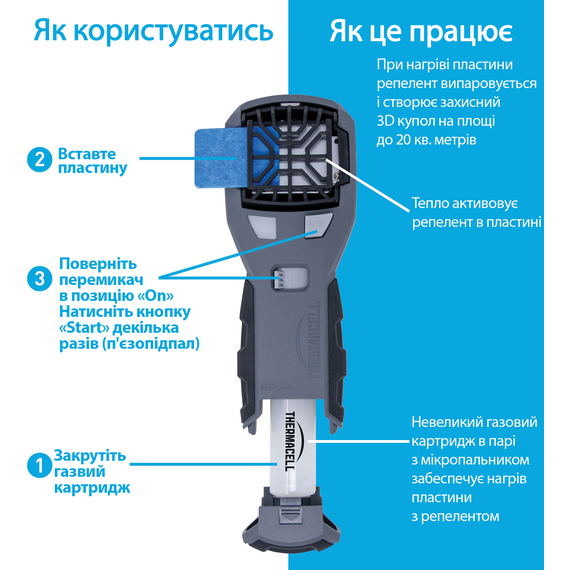 Устройство комаров Thermacell MR-450X. Фумигатор от мошек и комаров Термасел, Выберите цвет: сірий, фото , изображение 3