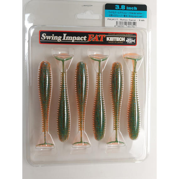 Силикон Keitech Swing Impact FAT 3.8" (6 шт/упак), цвет: pal#11 rotten carrot, Длина силикона: 3.8" (9.7 см), Расцветка силикона: PAL#11 Rotten Carrot, фото , изображение 17