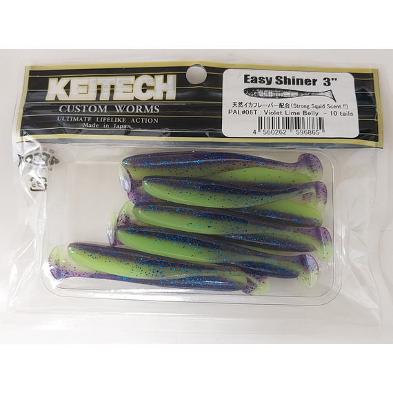 Силікон Keitech Easy Shiner 3" (10 шт/упак), колір:pal#06 violet lime berry, Довжина силікону: 3" (7.6 см), Колір силікону: PAL#06 Violet Lime Berry, фото , изображение 7