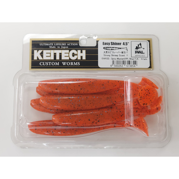 Силікон Keitech Easy Shiner 4.5" (6 шт/упак), колір:ea#13 spicy mustard/blue, Довжина силікону: 4.5" (11.4 см), Колір силікону: EA#13 Spicy Mustard/Blue, фото , изображение 7