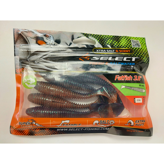 Силікон Select Fatfish 3.8" col.206 (5 шт/упак), Довжина силікону: 3.8" (9.65 см), Колір силікону: 206, фото , изображение 10