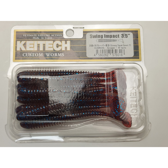 Силікон Keitech Swing Impact 3.5" (8 шт/упак), колір:ea#03 grape, Довжина силікону: 3.5" (8.9 см), Колір силікону: EA#03 Grape, фото , изображение 5