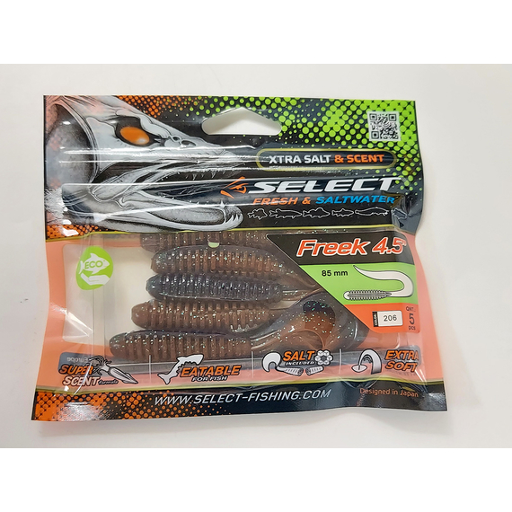 Силікон Select Freek 4.5" col.206 (5 шт/упак), Довжина силікону: 4.5" (11.43 см), Колір силікону: 206, фото , изображение 5