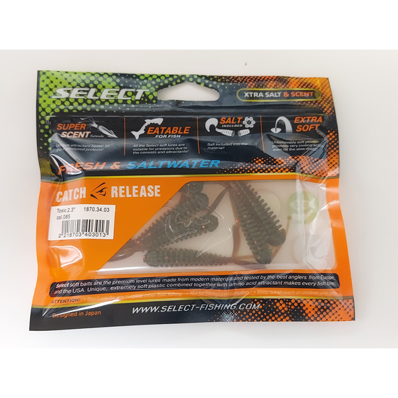 Силікон Select Toxic 2.3" col.085 (6 шт/упак), Довжина силікону: 2.3" (5.8 см), Колір силікону: 085, фото , изображение 10