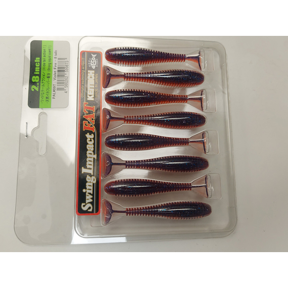 Силікон Keitech Swing Impact FAT 2.8" (8 шт/упак), колір:pal#09 violet fire, Довжина силікону: 2.8" (7.1 см), Колір силікону: PAL#09 Violet Fire, фото , изображение 10