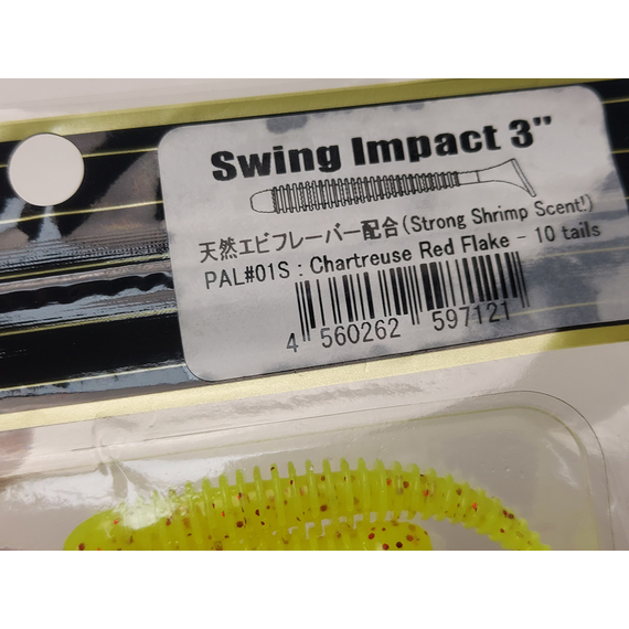 Силікон Keitech Swing Impact 3" (10 шт/упак), колір:pal#01 chartreuseredflake, Довжина силікону: 3" (7.6 см), Колір силікону: PAL#01 Chartreuse Red Flake, фото , изображение 10