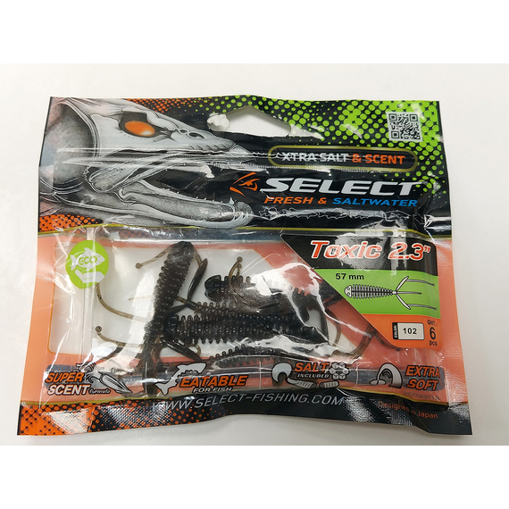 Силікон Select Toxic 2.3" col.102 (6 шт/упак), Довжина силікону: 2.3" (5.8 см), Колір силікону: 102, фото , изображение 6
