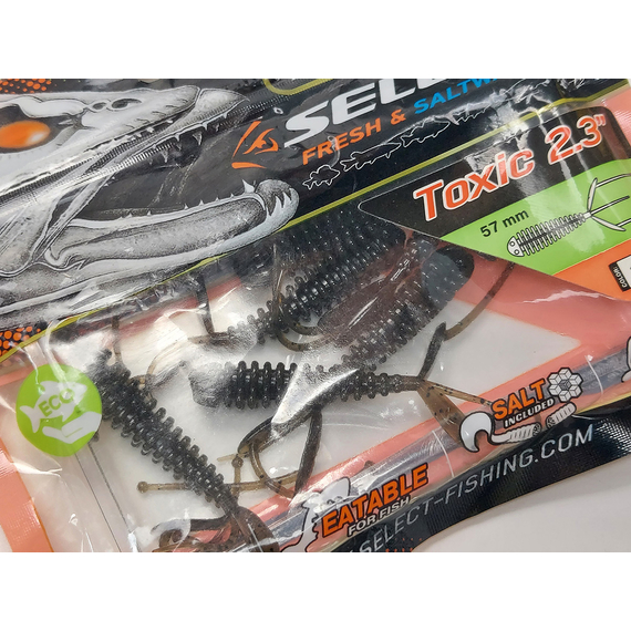 Силікон Select Toxic 2.3" col.102 (6 шт/упак), Довжина силікону: 2.3" (5.8 см), Колір силікону: 102, фото , изображение 8