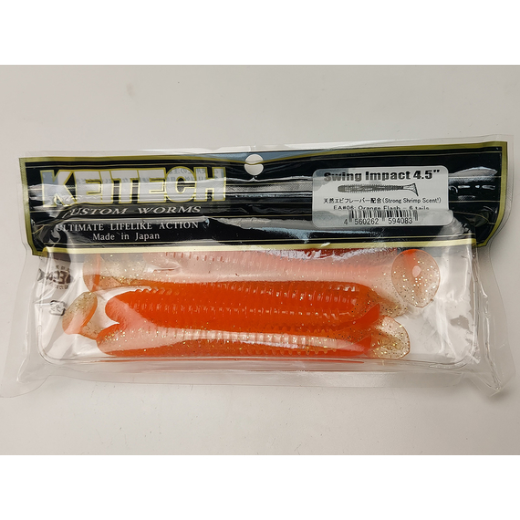Силікон Keitech Swing Impact 4.5" (6 шт/упак), колір:ea#06 orange flash, Довжина силікону: 4.5" (11.4 см), Колір силікону: EA#06 Orange Flash, фото , изображение 7