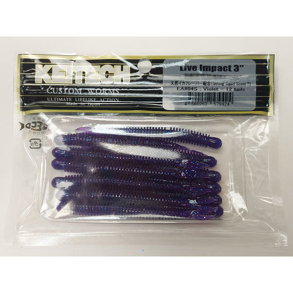 Силикон Keitech Live Impact 3" 12, цвет: ea#04 violet, Длина силикона: 3" (7.6 см), Расцветка силикона: EA#04 Violet, фото , изображение 5