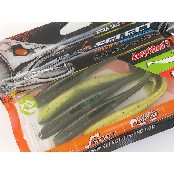 Силікон Select Easy Shad 5" #203 — їстівний віброхвіст для судака та щуки (5 шт/упак), Довжина силікону: 5" (12.7 см), Колір силікону: 203, фото , изображение 10