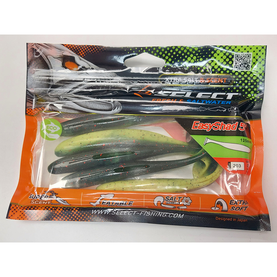 Силікон Select Easy Shad 5" #203 — їстівний віброхвіст для судака та щуки (5 шт/упак), Довжина силікону: 5" (12.7 см), Колір силікону: 203, фото , изображение 8