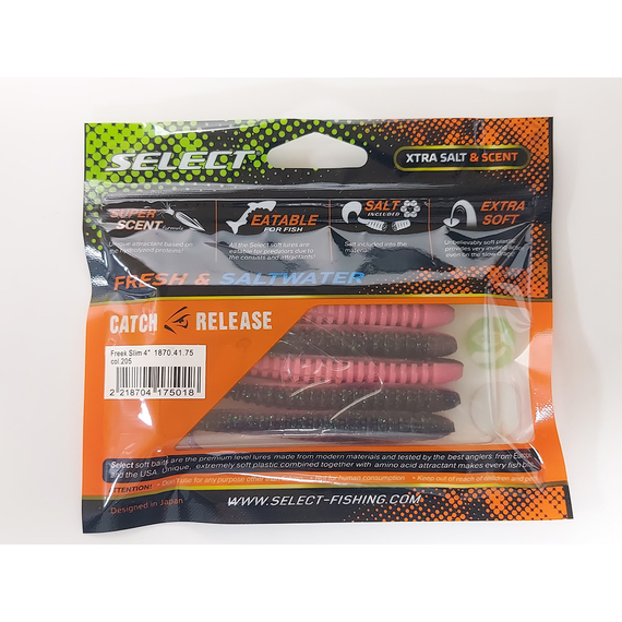 Силікон Select Freek Slim 4" col.205 (5 шт/пак), Довжина силікону: 4.0" (10.16 см), Колір силікону: 205, фото , изображение 8