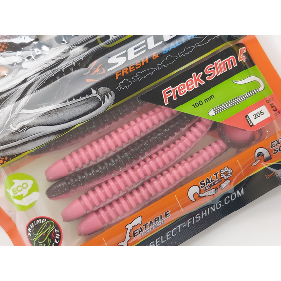 Силікон Select Freek Slim 4" col.205 (5 шт/пак), Довжина силікону: 4.0" (10.16 см), Колір силікону: 205, фото , изображение 9