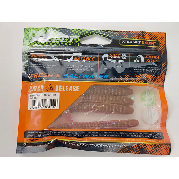 Силікон Select Freek Slim 4" col.900 (5 шт/пак), Довжина силікону: 4.0" (10.16 см), Колір силікону: 900, фото , изображение 8
