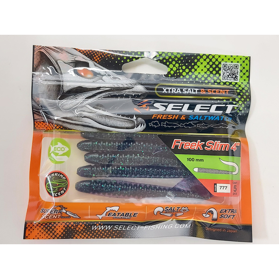 Силікон Select Freek Slim 4" col.777 (5 шт/пак), Довжина силікону: 4.0" (10.16 см), Колір силікону: 777, фото , изображение 7