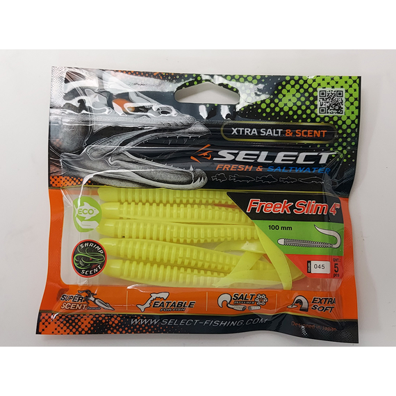 Силікон Select Freek Slim 4" col.045 (5 шт/пак), Довжина силікону: 4.0" (10.16 см), Колір силікону: 045, фото , изображение 7