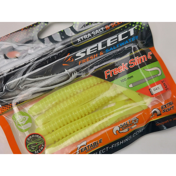 Силікон Select Freek Slim 4" col.045 (5 шт/пак), Довжина силікону: 4.0" (10.16 см), Колір силікону: 045, фото , изображение 9