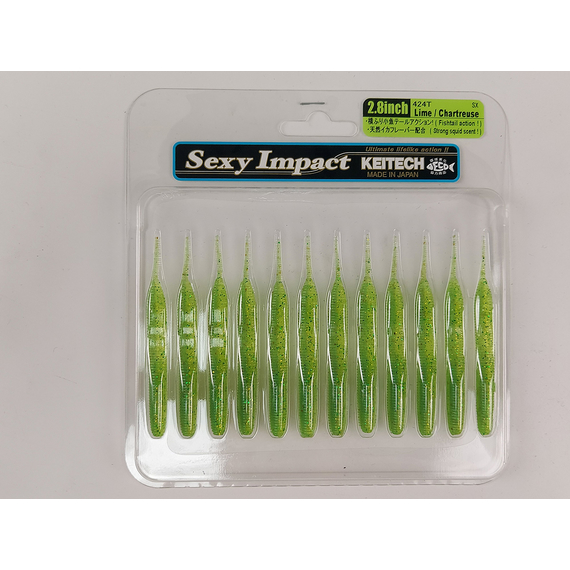 Силікон Keitech Sexy Impact 2.8" 12, колір:424 lime chartreuse, Довжина силікону: 2.8" (7.1 см), Колір силікону: 424 Lime Chartreuse, фото , изображение 12