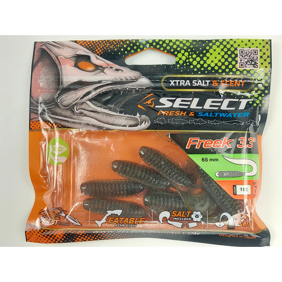 Силикон Select Freek 3.3" col.102 (7 шт/упак), Длина силикона: 3.3" (8.38 см), Расцветка силикона: 102, фото , изображение 8