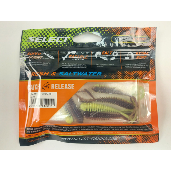 Силікон Select Toxic 2.3" col.201 (6 шт/упак), Довжина силікону: 2.3" (5.8 см), Колір силікону: 201, фото , изображение 9