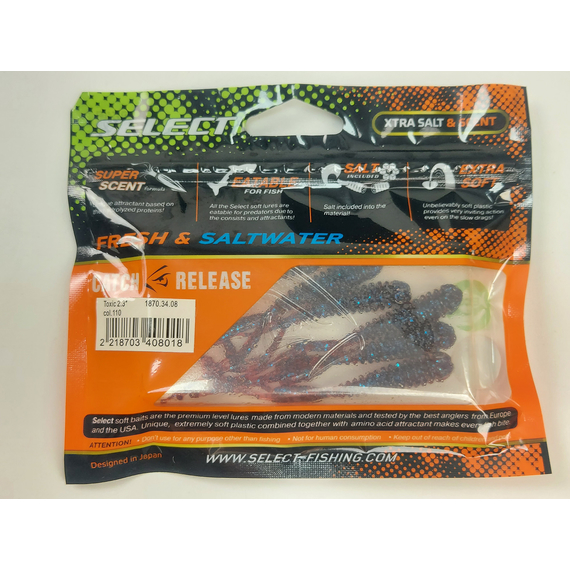 Силікон Select Toxic 2.3" col.110 (6 шт/упак), Довжина силікону: 2.3" (5.8 см), Колір силікону: 110, фото , изображение 7