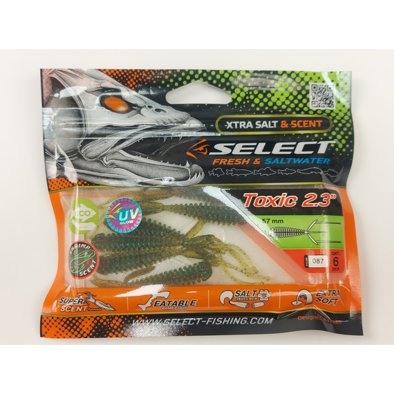 Силікон Select Toxic 2.3" col.087 (6 шт/упак), Довжина силікону: 2.3" (5.8 см), Колір силікону: 087, фото , изображение 8