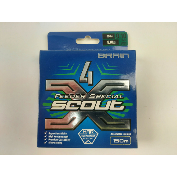 Шнур Brain Scout 4X 150м 0.10мм 5.8kg (camo green), Диаметр: 0.10mm, Выберите цвет: camo green, фото , изображение 4