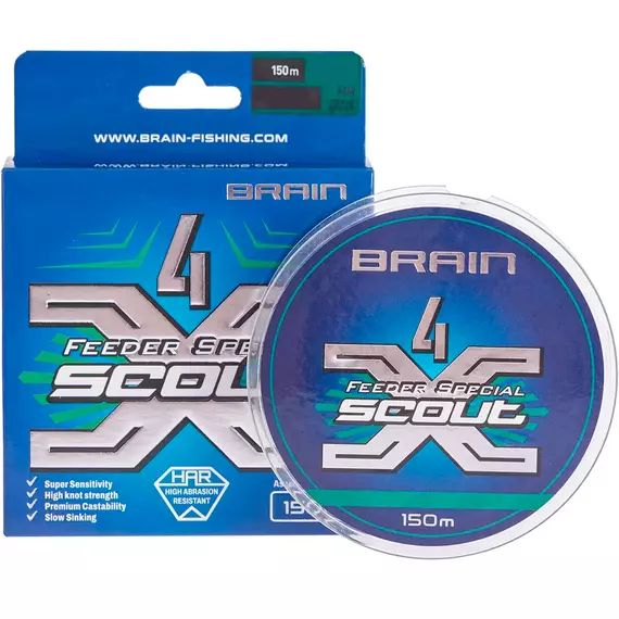 Шнур Brain Scout 4X 150м 0.10мм 5.8kg (camo green), Диаметр: 0.10mm, Выберите цвет: camo green, фото , изображение 3