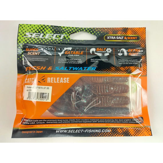 Силікон Select Kraken-X 3.5" col.206 (4 шт/упак), Довжина силікону: 3.5" (8.89 см), Колір силікону: 206, фото , изображение 7